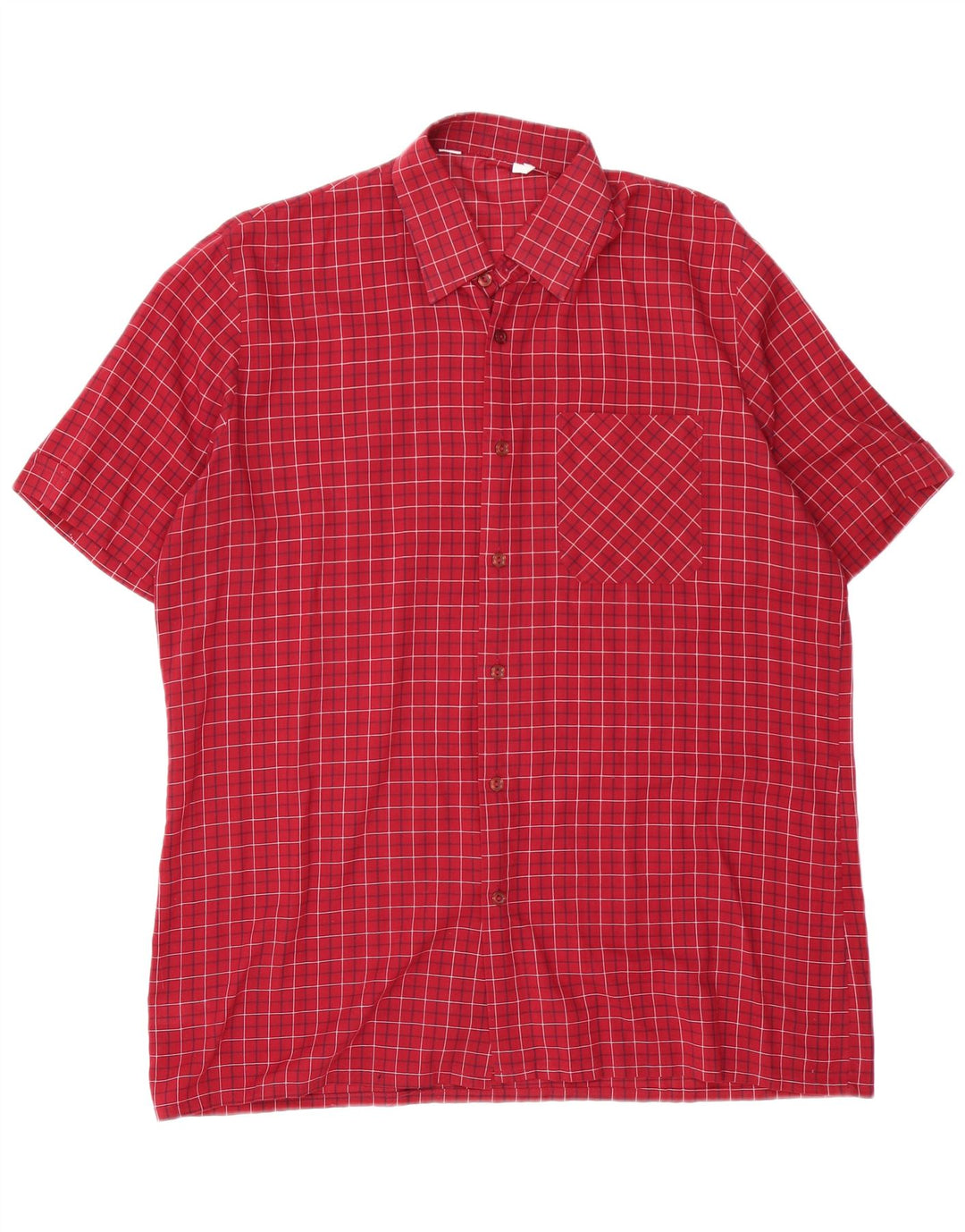 VINTAGE Mens Short Sleeve Shirt Medium Red Check