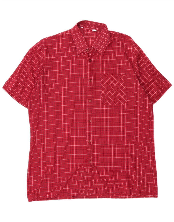 VINTAGE Mens Short Sleeve Shirt Medium Red Check