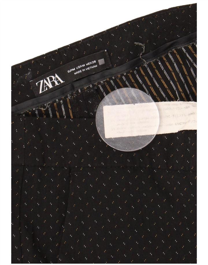 Zara Womens Slim Chino Trousers Medium W28 L27 Black Spotted Viscose