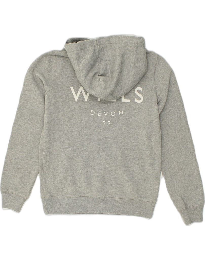 JACK WILLS Womens Graphic Hoodie Jumper UK 10 Small  Grey Cotton | Vintage Jack Wills | Thrift | Second-Hand Jack Wills | Used Clothing | Messina Hembry 