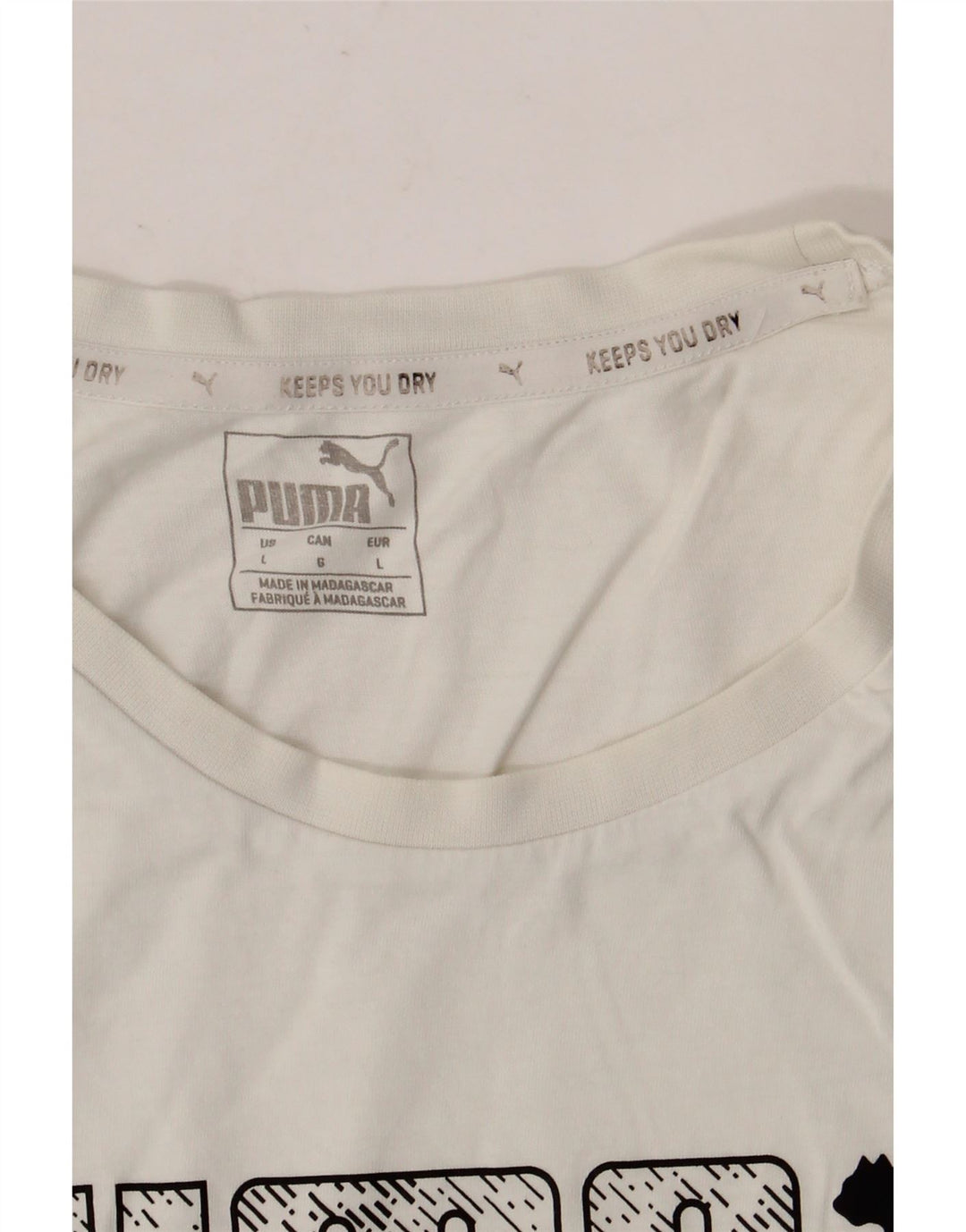 PUMA Mens Graphic T-Shirt Top Large White
