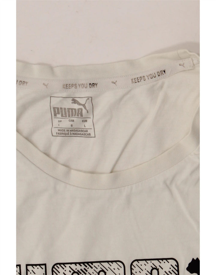PUMA Mens Graphic T-Shirt Top Large White