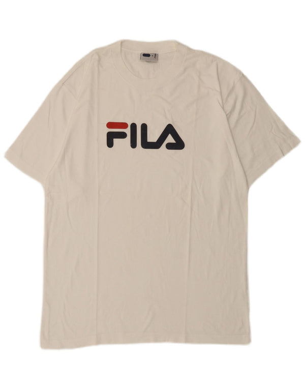 Fila Mens Graphic T-Shirt Top Medium White