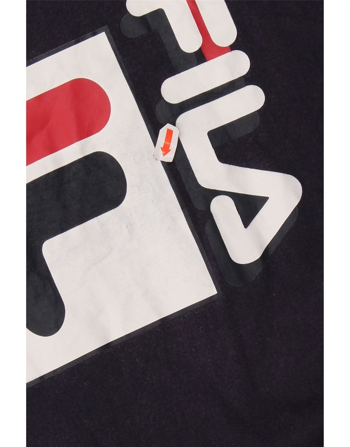 FILA Mens Graphic T-Shirt Top Medium Navy Blue Cotton