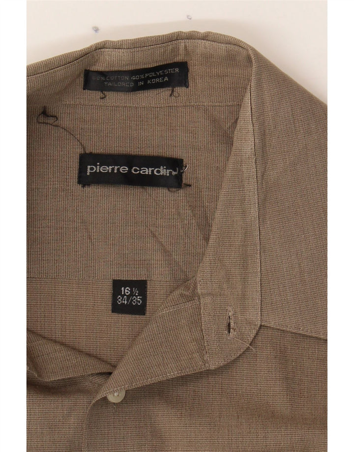 PIERRE CARDIN Mens Shirt Size 16 1/2 Large Brown Cotton Vintage Pierre Cardin and Second-Hand Pierre Cardin from Messina Hembry 