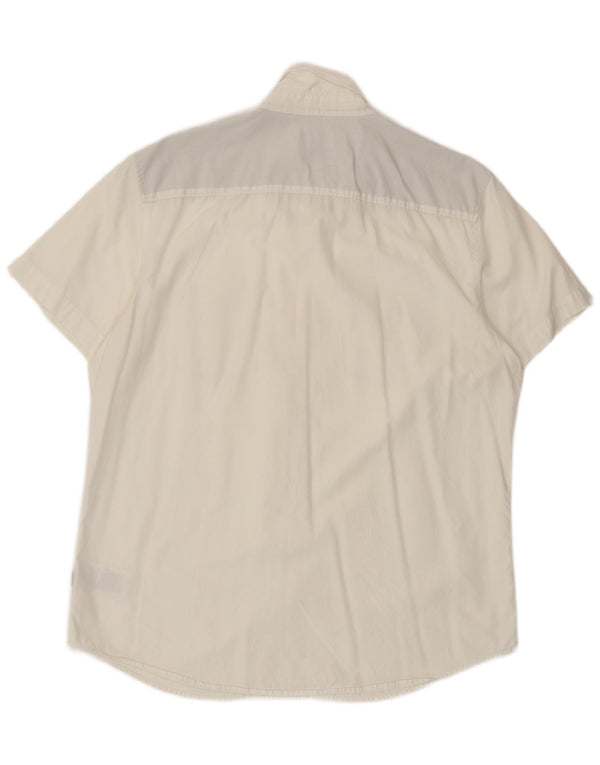 Calvin Klein Mens Short Sleeve Shirt Large White Cotton