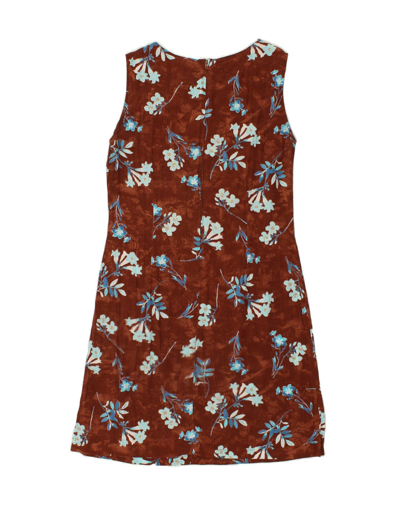 VINTAGE Womens Sleeveless Basic Dress UK 14 Large Brown Floral | Vintage Vintage | Thrift | Second-Hand Vintage | Used Clothing | Messina Hembry 