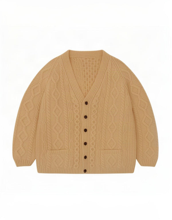 Vintage Mens Cardigan Sweater Medium Beige