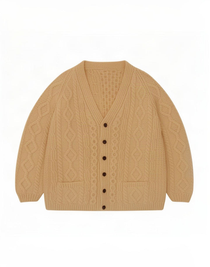 Vintage Mens Cardigan Sweater Medium Beige