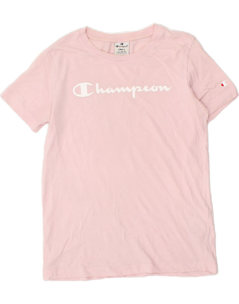 CHAMPION Womens Graphic T-Shirt Top UK 10 Small Pink Cotton | Vintage Champion | Thrift | Second-Hand Champion | Used Clothing | Messina Hembry 