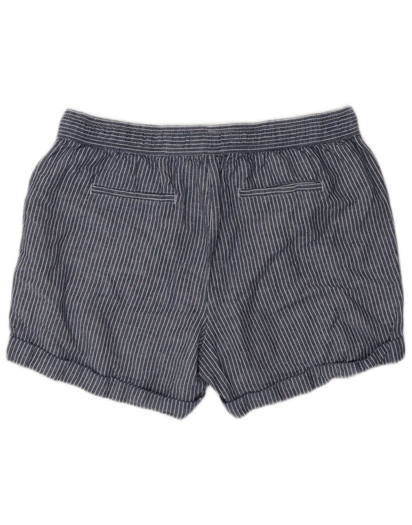Marks & Spencer Womens Casual Shorts UK 14 Large W32 Navy Blue Pinstripe