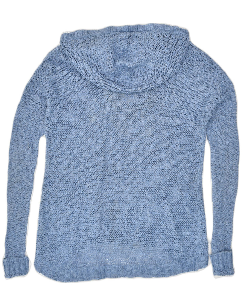 HOLLISTER Womens Hooded V-Neck Jumper Sweater UK 14 Large Blue | Vintage Hollister | Thrift | Second-Hand Hollister | Used Clothing | Messina Hembry 