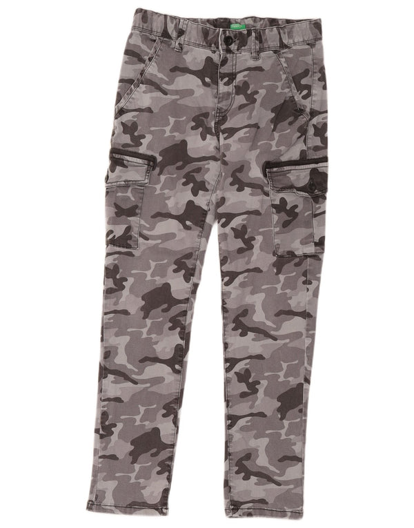 Benetton Boys Slim Cargo Trousers 11-12 Years W28 L27 Grey Camouflage