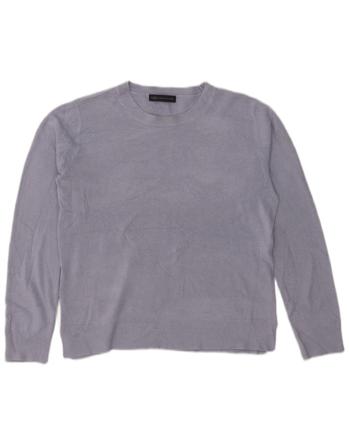 Marks & Spencer Womens Crew Neck Jumper Sweater UK 14 Large Blue Viscose