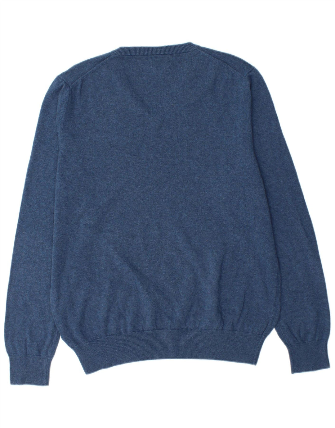 MARKS & SPENCER Mens V-Neck Jumper Sweater Large Blue Cotton