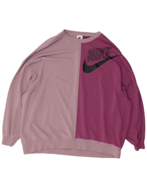 Nike Womens Graphic Sweatshirt Jumper UK 14 Medium Pink Colourblock