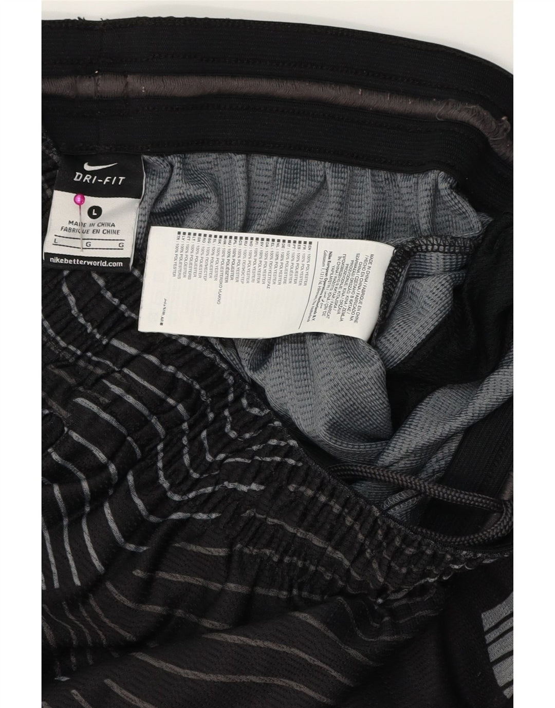 NIKE Mens Dri Fit Sport Shorts Large  Black Geometric Polyester