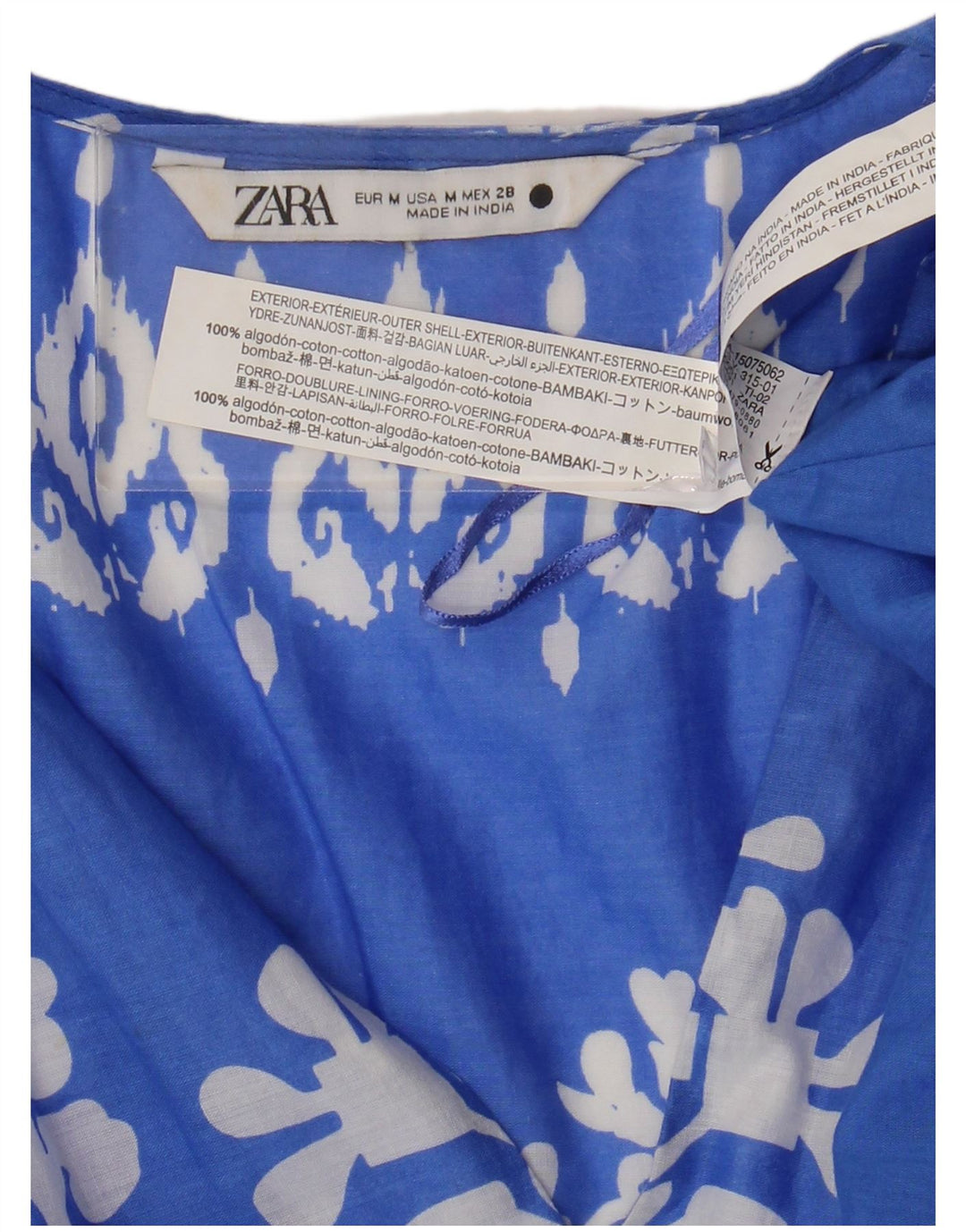 ZARA Womens Oversized A-Line Dress UK 14 Medium Blue Fair Isle Cotton