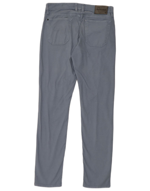 Jeckerson Mens Slim Casual Trousers W33 L32 Blue Cotton