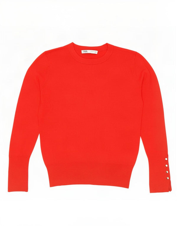 Zara Womens Boat Neck Jumper Sweater UK 10 Small Red