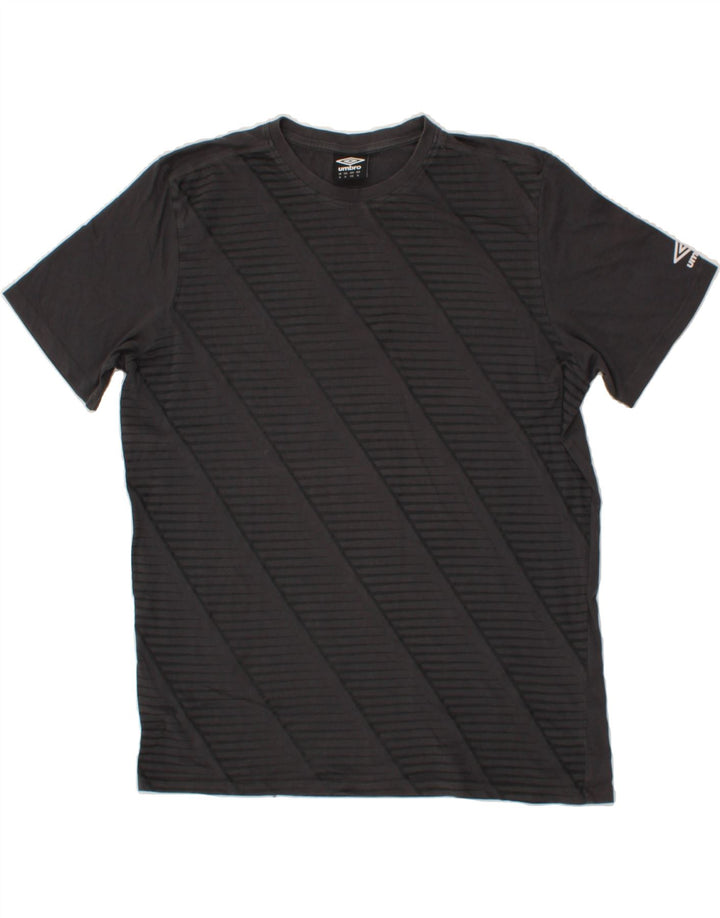UMBRO Mens T-Shirt Top XL Grey Striped Cotton Vintage Umbro and Second-Hand Umbro from Messina Hembry 