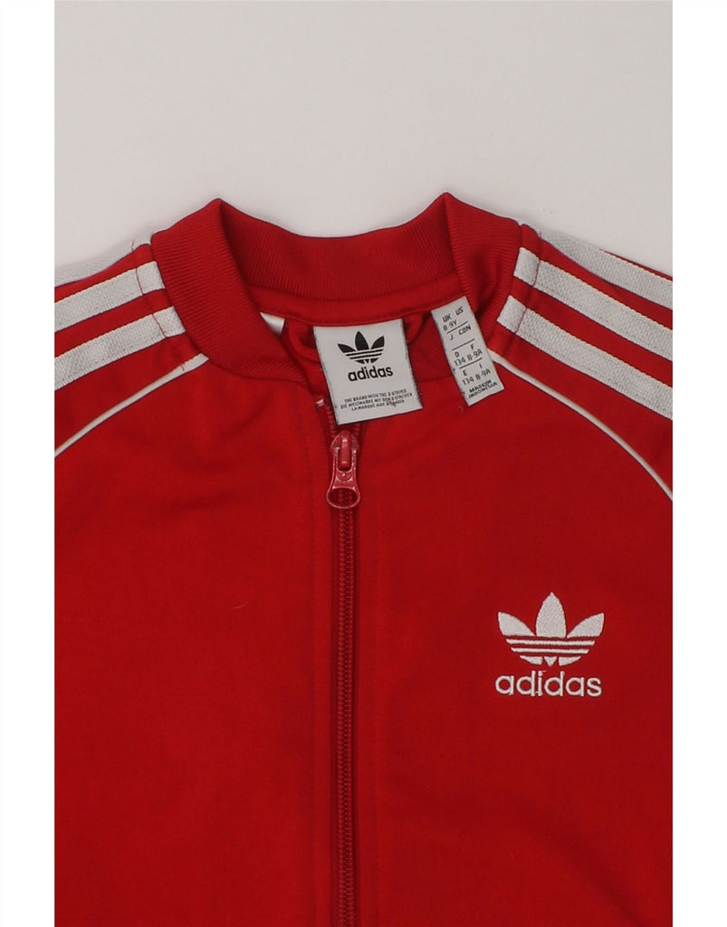 ADIDAS Boys Graphic Tracksuit Top Jacket 8-9 Years Red Polyester | Vintage Adidas | Thrift | Second-Hand Adidas | Used Clothing | Messina Hembry 
