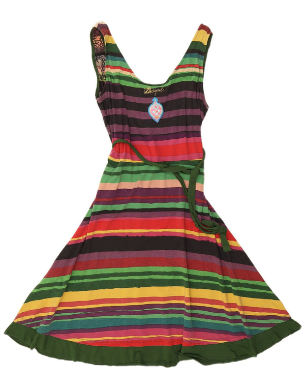 Desigual Womens Sleeveless A-Line Dress UK 14 Large Multicoloured Striped