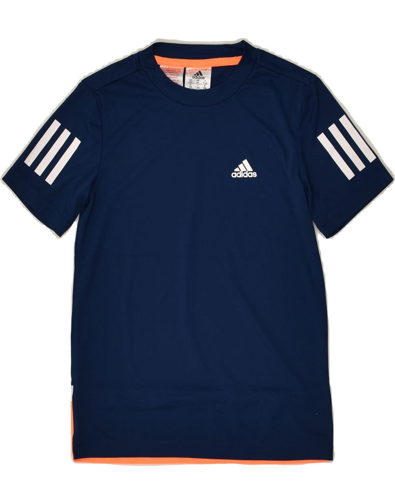 ADIDAS Boys Climalite T-Shirt Top 7-8 Years Navy Blue Colourblock | Vintage Adidas | Thrift | Second-Hand Adidas | Used Clothing | Messina Hembry 