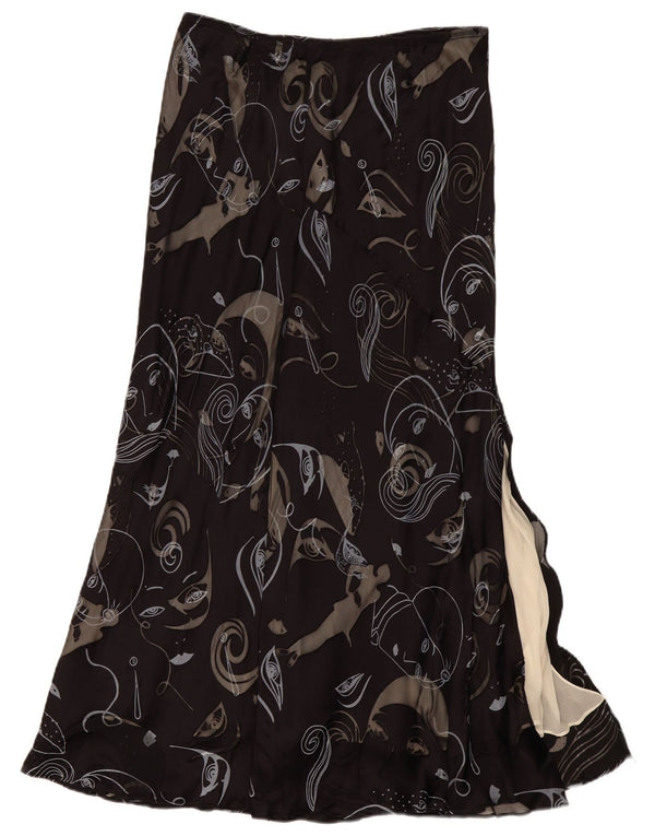 Fenn Wright Manson Womens Maxi Skirt UK 16 Large W32 Black Paisley Silk