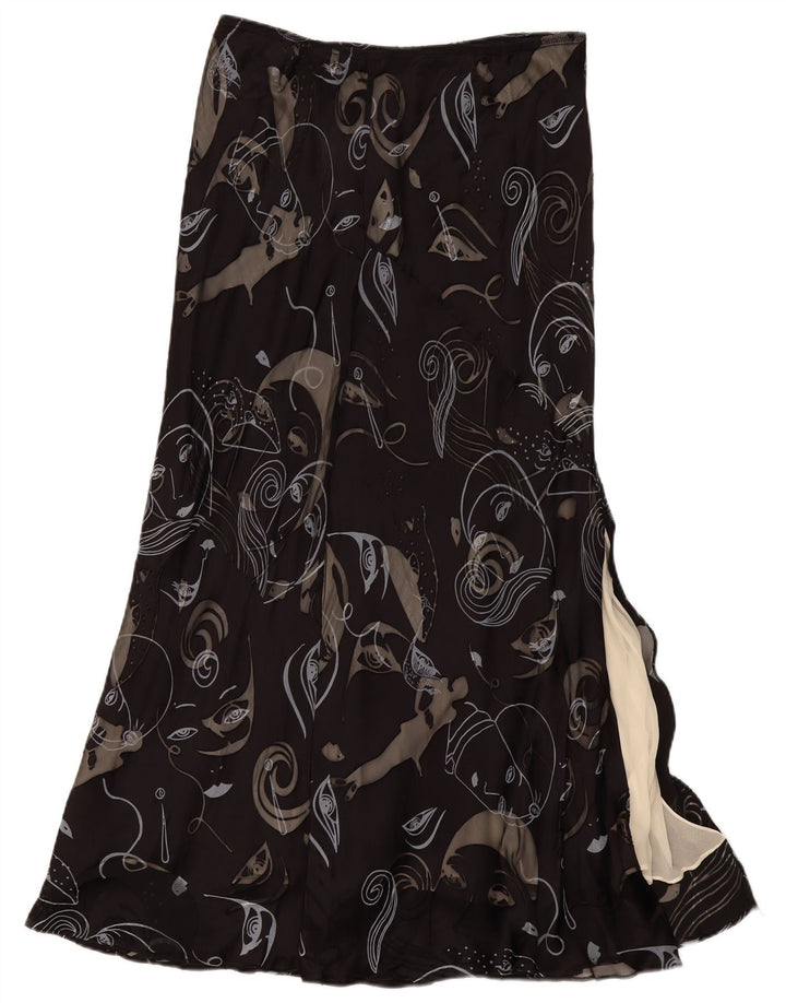 Fenn Wright Manson Womens Maxi Skirt UK 16 Large W32 Black Paisley Silk