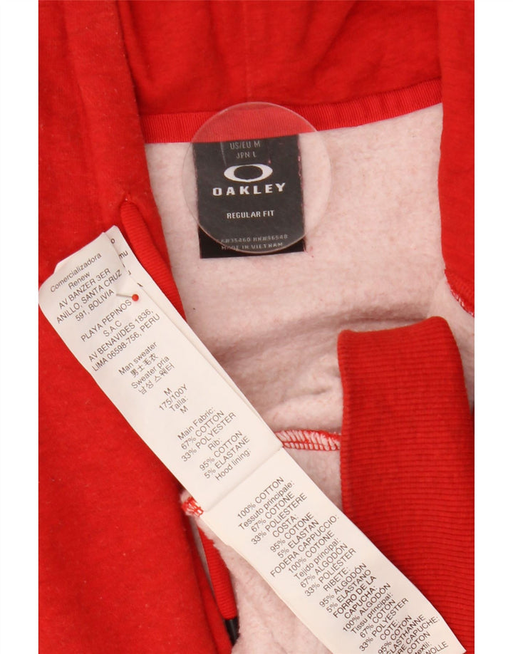 Oakley Mens Zip Hoodie Sweater Medium Red Cotton