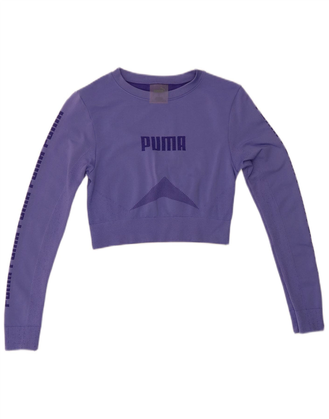 PUMA Womens Crop Graphic Top Long Sleeve UK 8 Small Purple