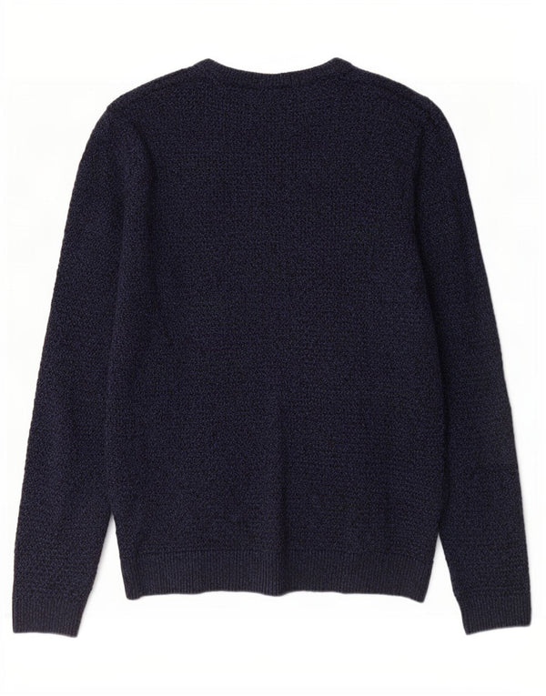 Jack & Jones Mens Boat Neck Jumper Sweater Large Navy Blue Flecked Cotton