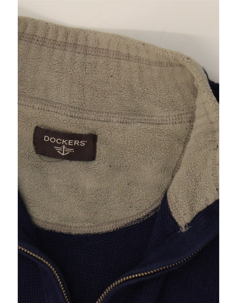 DOCKERS Mens Zip Neck Jumper Sweater 2XL Blue Vintage Dockers and Second-Hand Dockers from Messina Hembry 