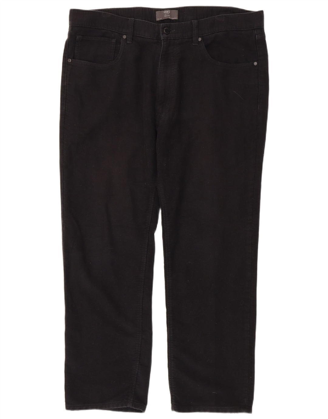 Marks & Spencer Mens Regular Fit Casual Trousers W38 L29 Black Cotton