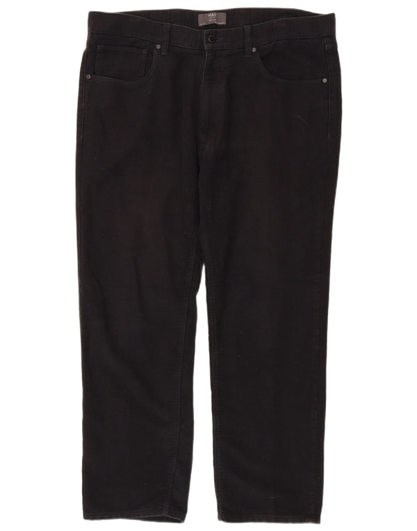 Marks & Spencer Mens Regular Fit Casual Trousers W38 L29 Black Cotton