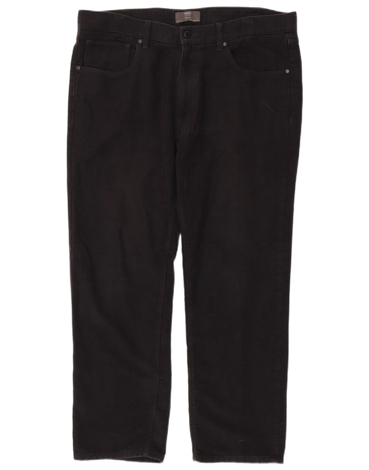 Marks & Spencer Mens Regular Fit Casual Trousers W38 L29 Black Cotton