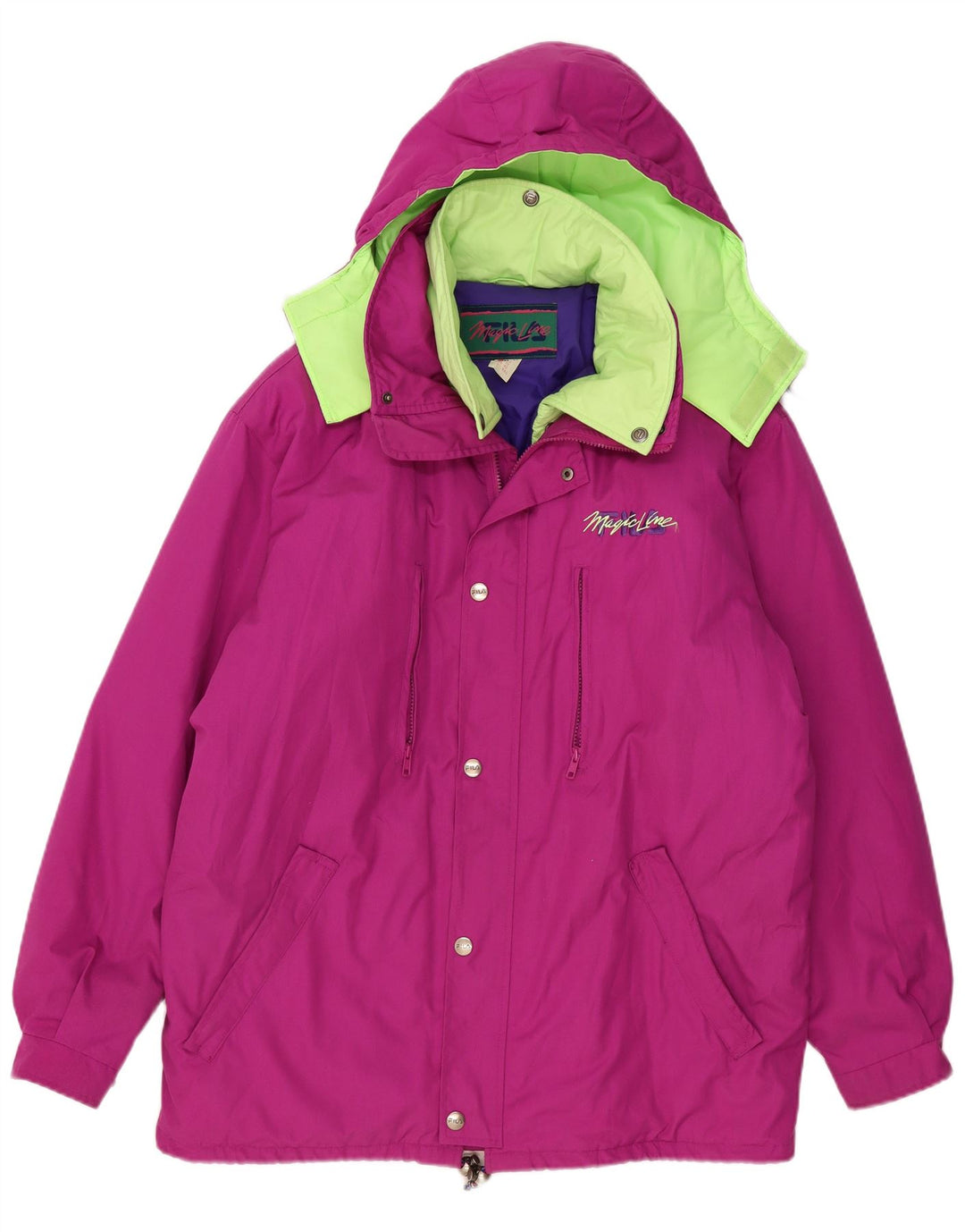 Fila Mens Hooded Padded Jacket IT 52 XL Pink Colourblock Polyester