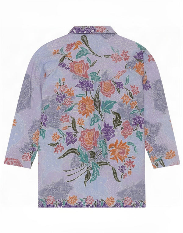 Vintage Womens Tunic Dress UK 14 Medium Purple Floral