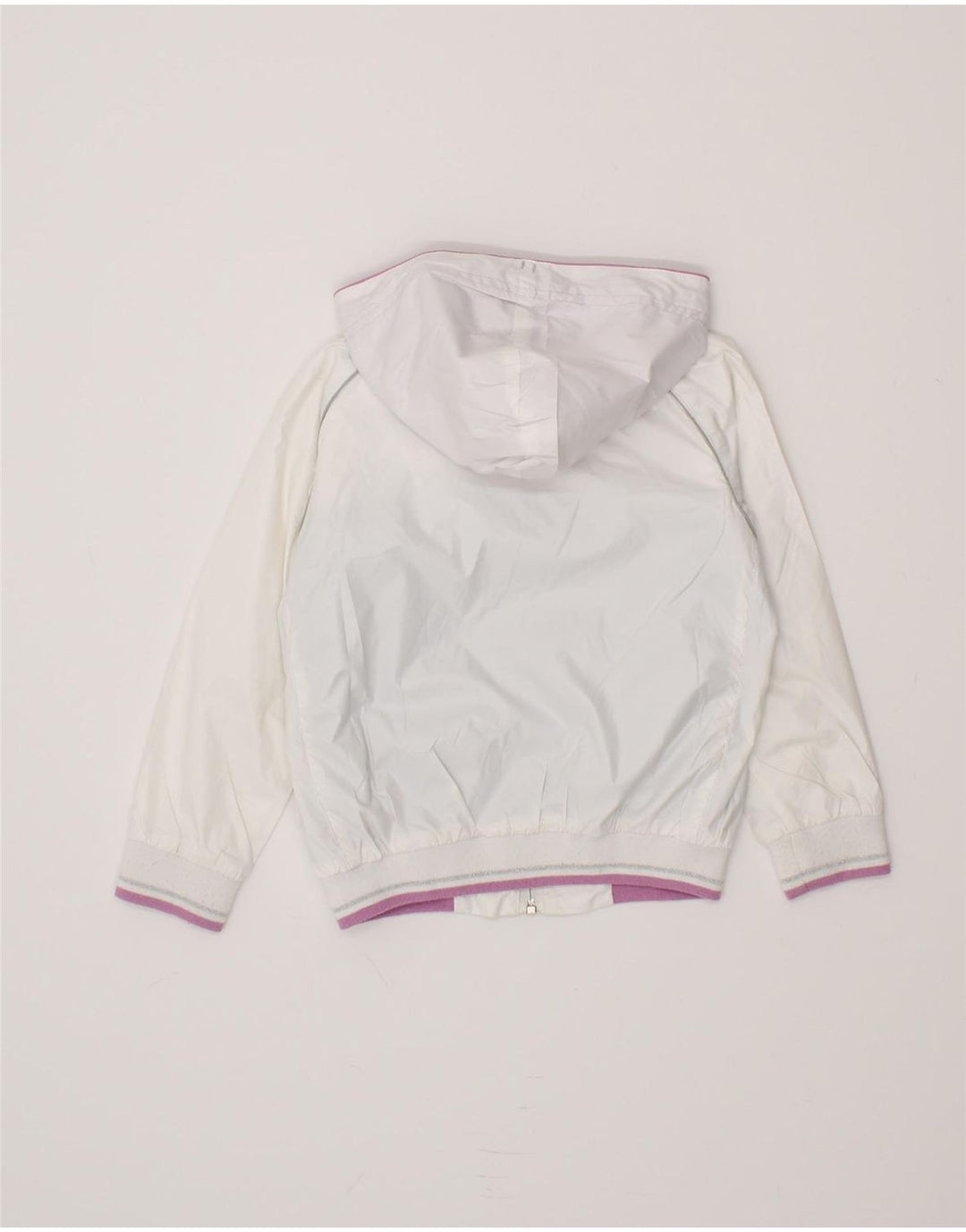 CHAMPION Girls Hooded Bomber Jacket 5-6 Years XS Off White Polyester Vintage Champion and Second-Hand Champion from Messina Hembry 