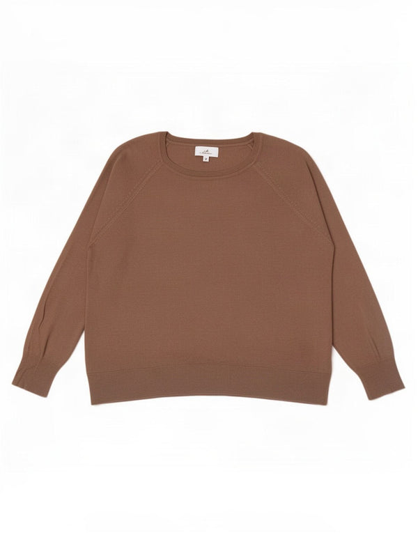 Zara Womens Oversized Boat Neck Jumper Sweater UK 18 XL Brown Viscose