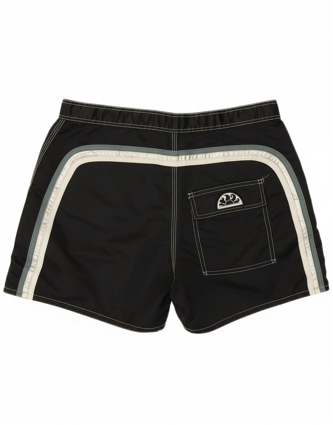 Sundek Mens Swimming Shorts Medium Black Striped Beach