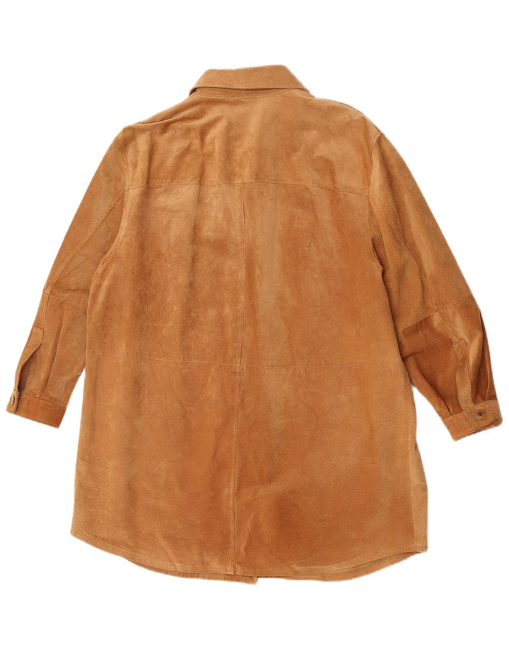 Vintage Womens Overshirt Suede Shirt UK 18 XL Brown