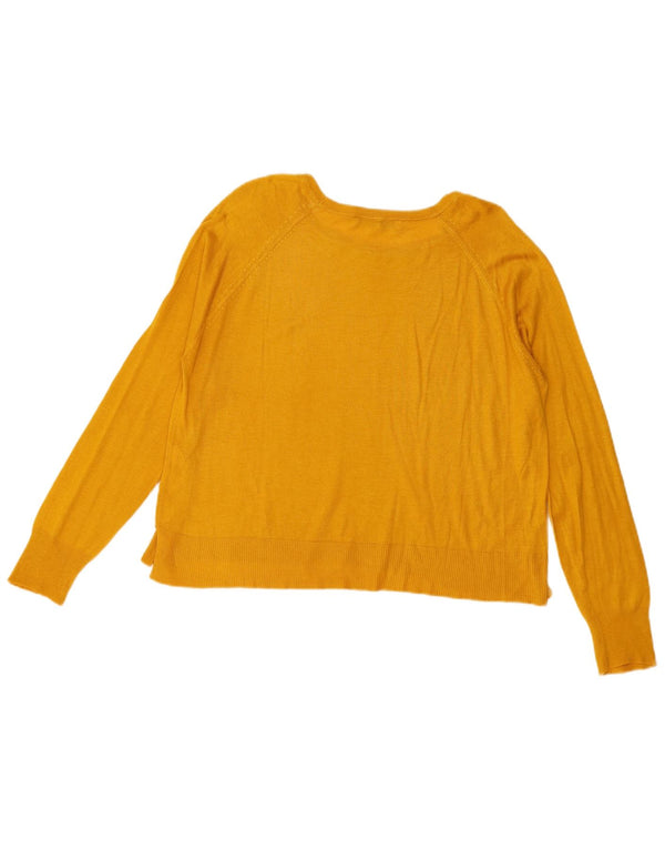 Zara Womens Oversized Boat Neck Jumper Sweater UK 14 Medium Yellow Viscose