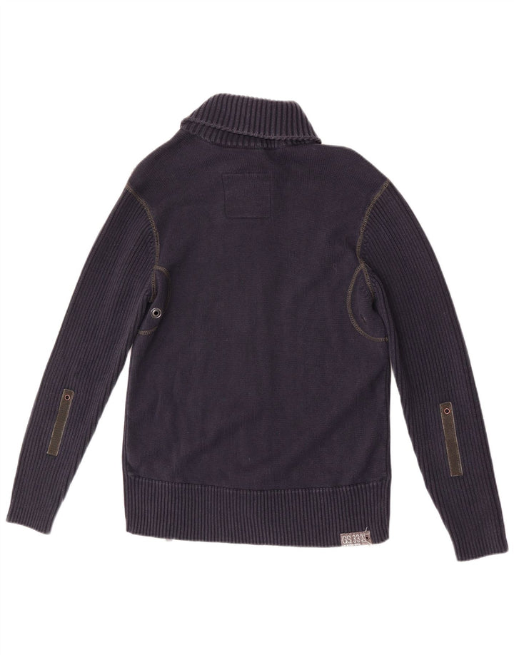 G-Star Mens 3301 Cardigan Sweater Large Navy Blue Cotton