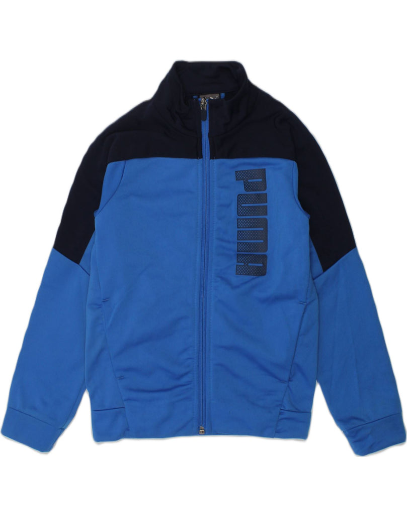 PUMA Boys Graphic Tracksuit Top Jacket 5-6 Years Blue Colourblock | Vintage Puma | Thrift | Second-Hand Puma | Used Clothing | Messina Hembry 