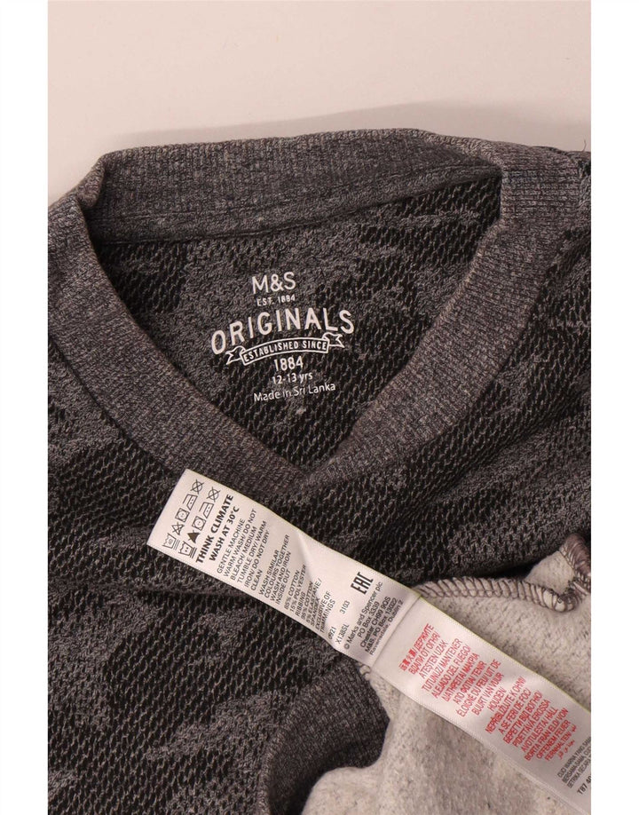Marks & Spencer Boys Sweatshirt Jumper 12-13 Years Grey Camouflage Cotton