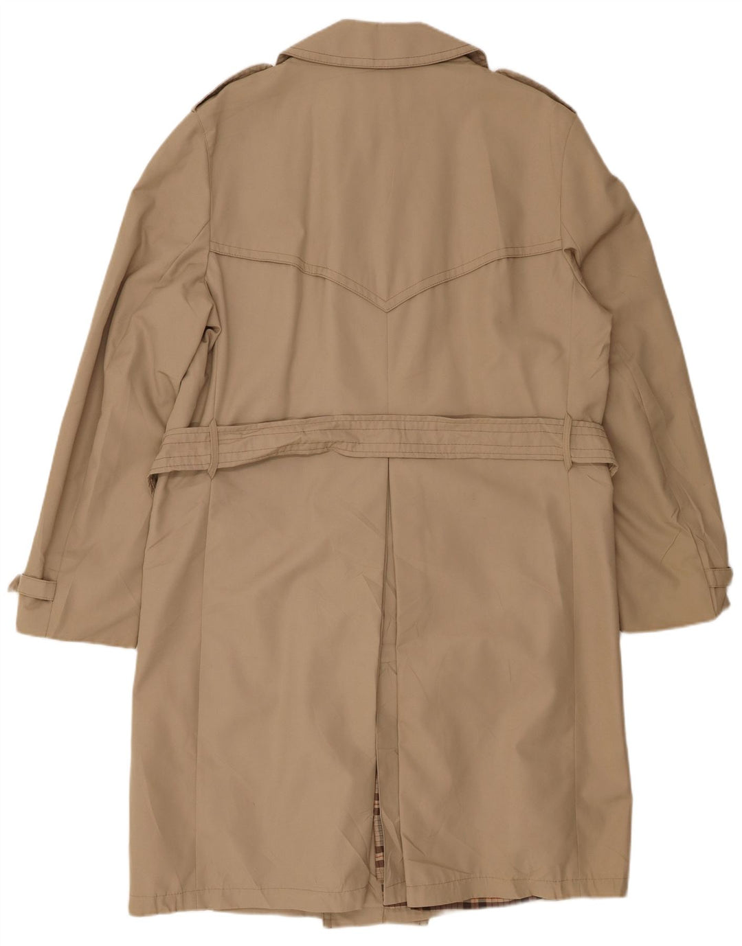 VINTAGE Mens Trench Coat UK 40 Large Beige Polyester