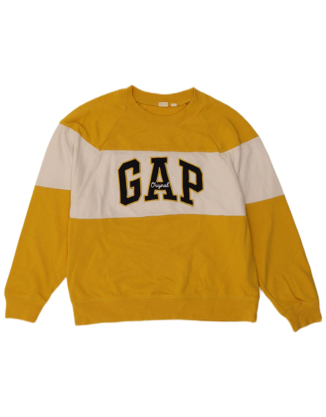 Gap Womens Graphic Sweatshirt Jumper UK 14 Medium Yellow Colourblock Cotton