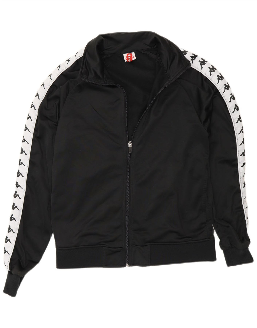 Kappa Womens Graphic Tracksuit Top Jacket UK 10 Small Black Colourblock
